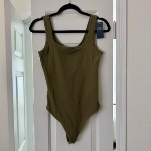 NWT Abercrombie Olive Green Ribbed Tank top Bodysuit - Lg